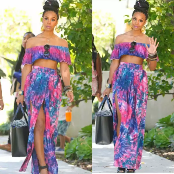 Kelly Rowland Looks Beautiful In Colourful Outfit To Beyonce
